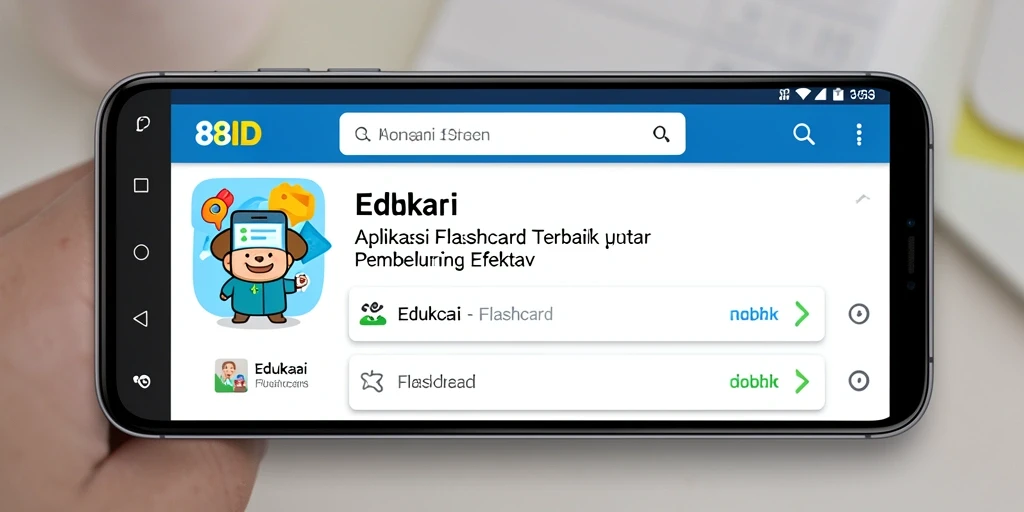 Antarmuka aplikasi 88ID dengan fitur Flashcard yang interaktif.