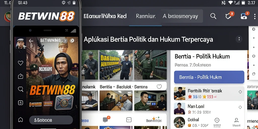 Screenshot antarmuka BETWIN88 menampilkan berita politik dan hukum yang informatif.