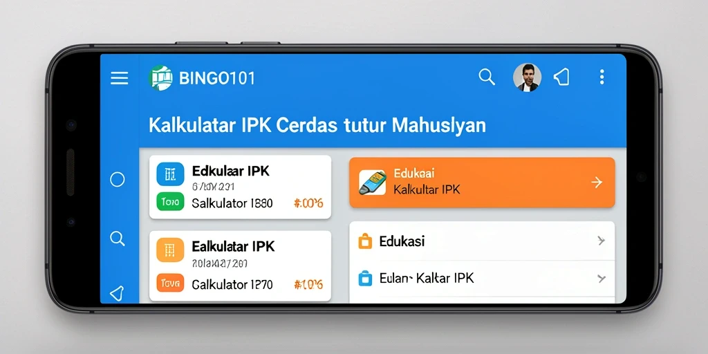 Screenshot utama BINGO101 menampilkan antarmuka Kalkulator IPK yang sederhana.