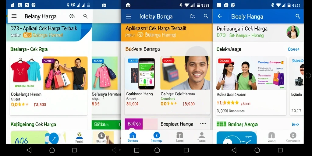 Antarmuka aplikasi D73 untuk Cek Harga yang intuitif dan mudah digunakan.