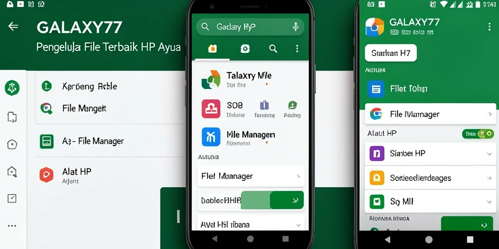 Tampilan antarmuka aplikasi File Manager GALAXY77 yang sederhana dan intuitif.