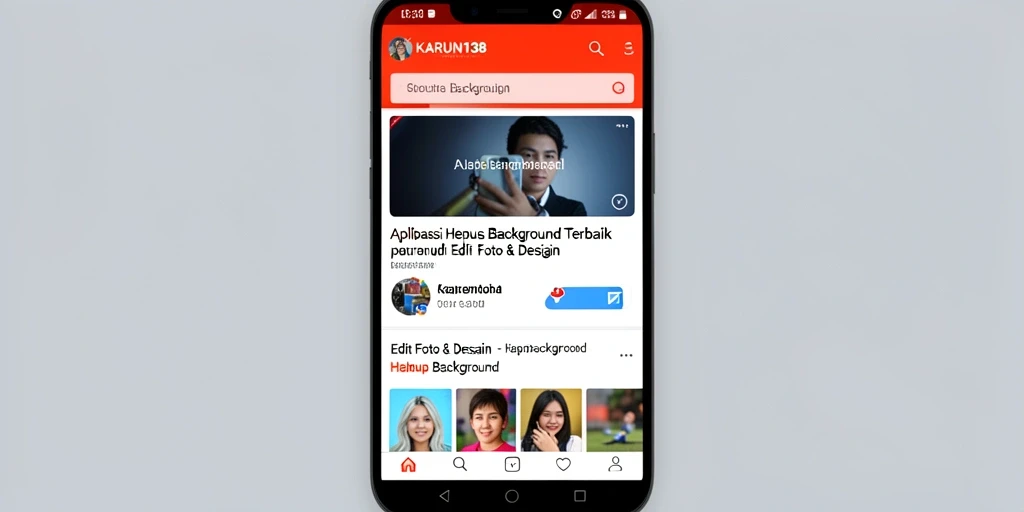 Tampilan antarmuka utama KARUN138 dengan fitur Hapus Background yang mudah digunakan.