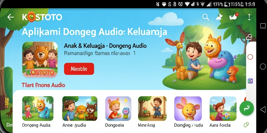 Tampilan antarmuka KOSTOTO yang menarik dan ramah anak.