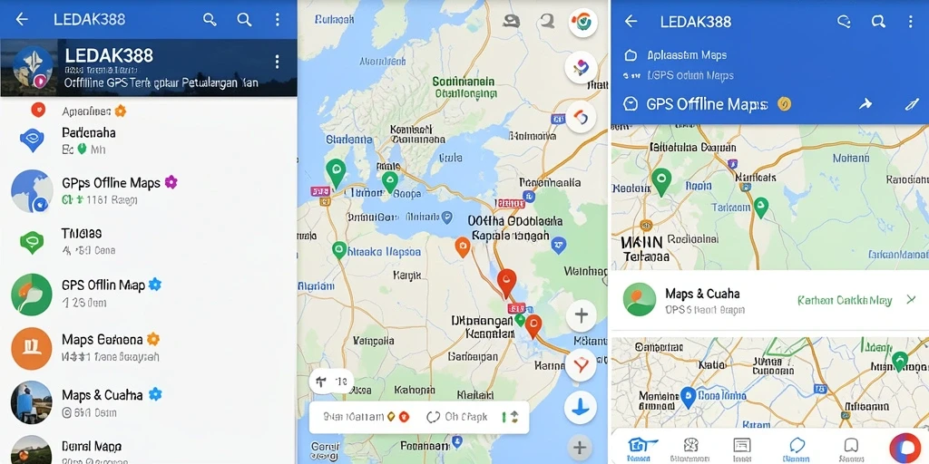 Screenshot LEDAK388 menampilkan antarmuka peta offline yang informatif dan navigasi sederhana.