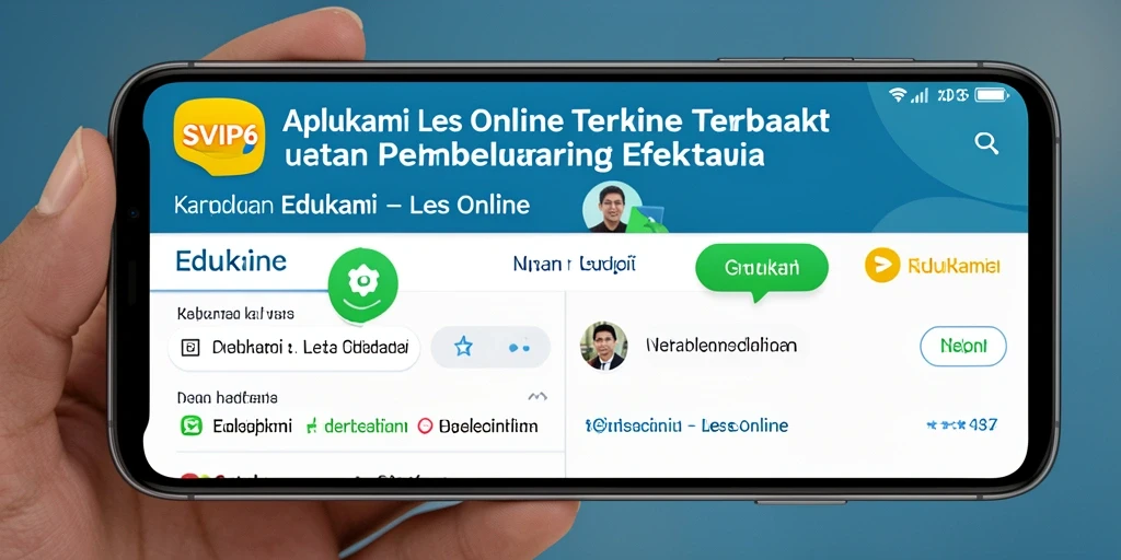Tampilan antarmuka aplikasi SVIP6 untuk Les Online yang interaktif.