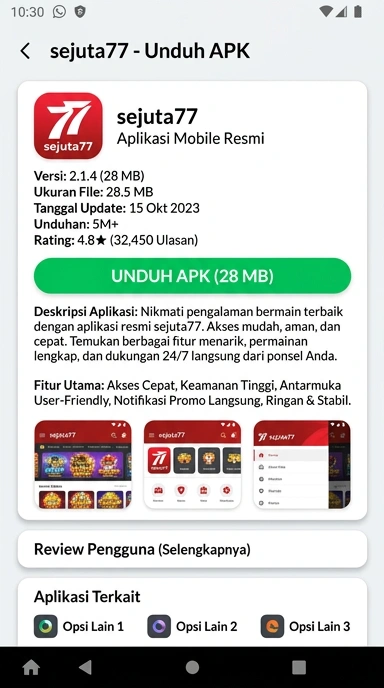 Unduh dan Pasang APK Sejuta77 untuk Android